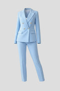 Women'S Double Breasted Blazer Suit Set