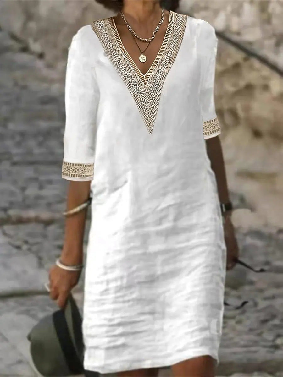 Autumn Elegance Cotton Dress