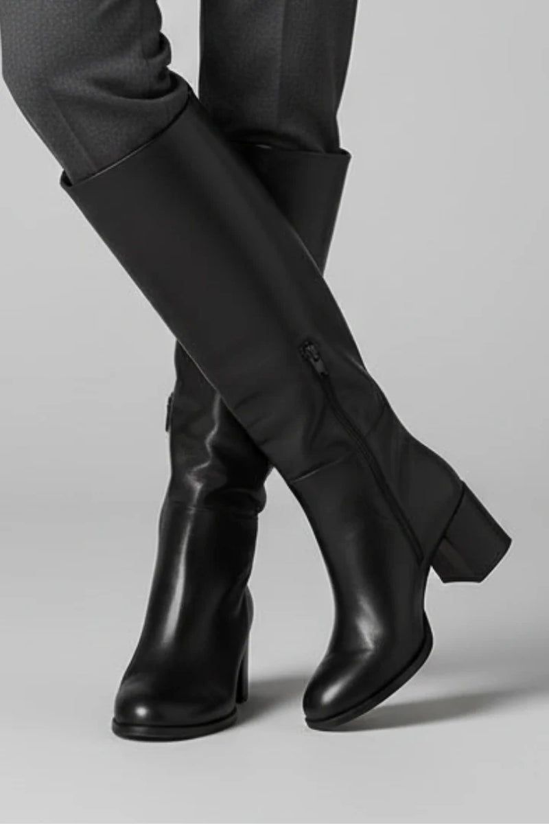 Women'S Knee-High Boots with Pointed Toes and Block Heels