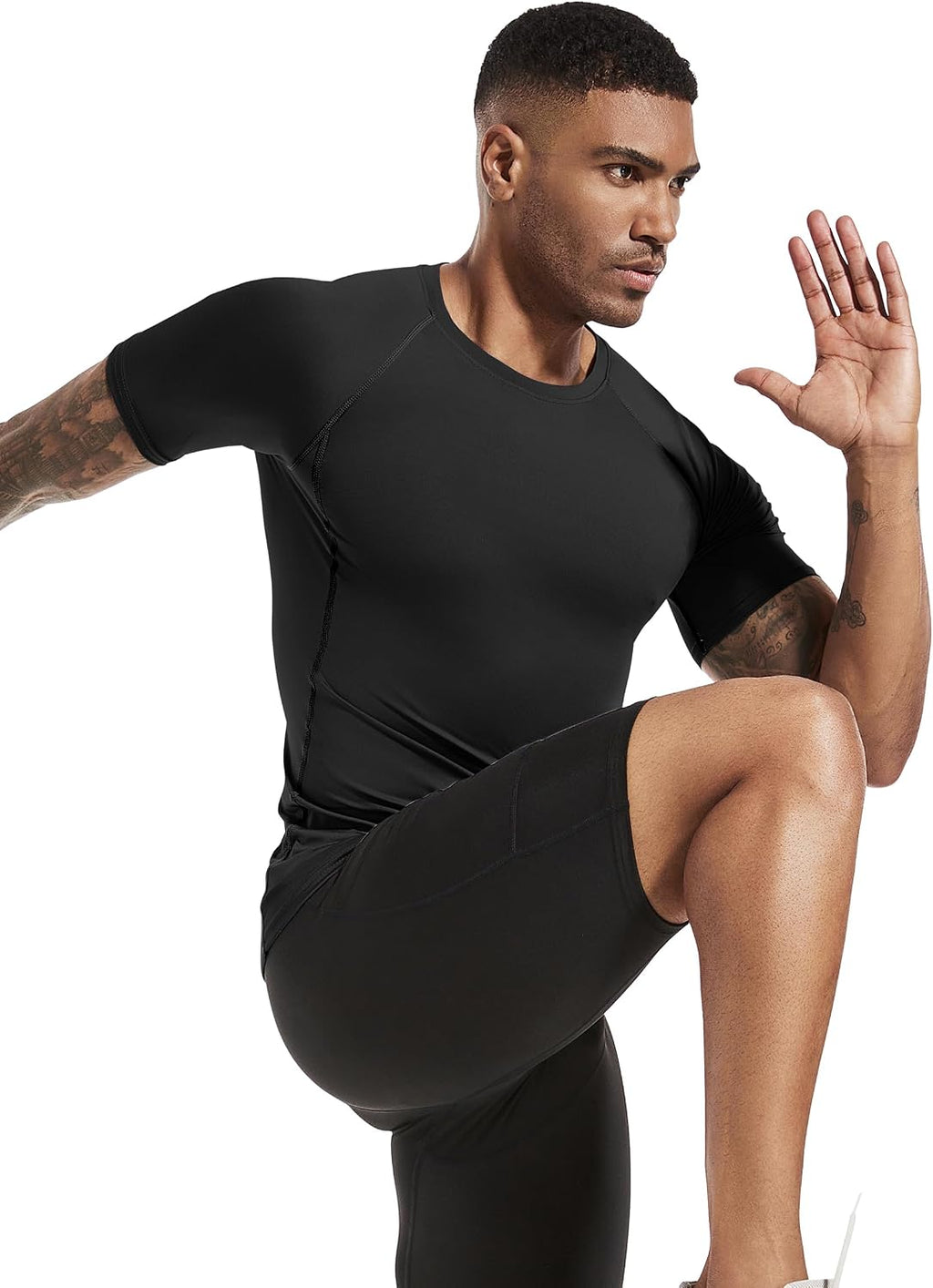 Vivelo Life Men's Cool Dry Compression Sports  T-Shirts - Available in Packs of 1, 3, or 5 (Short/Long Sleeve)