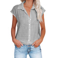 Linen cap sleeve summer shirt for women - front view