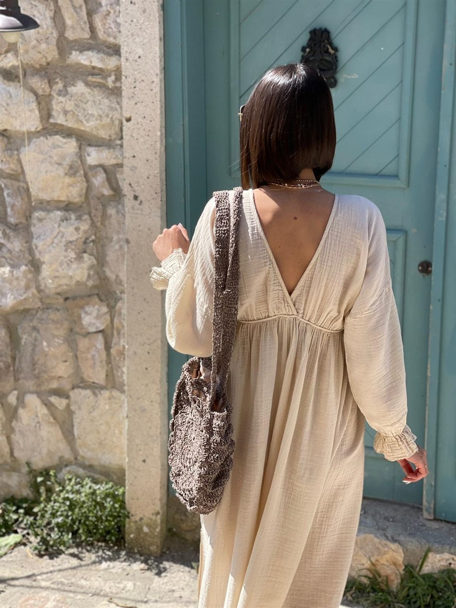 Eco-friendly cotton goddess gown - back view