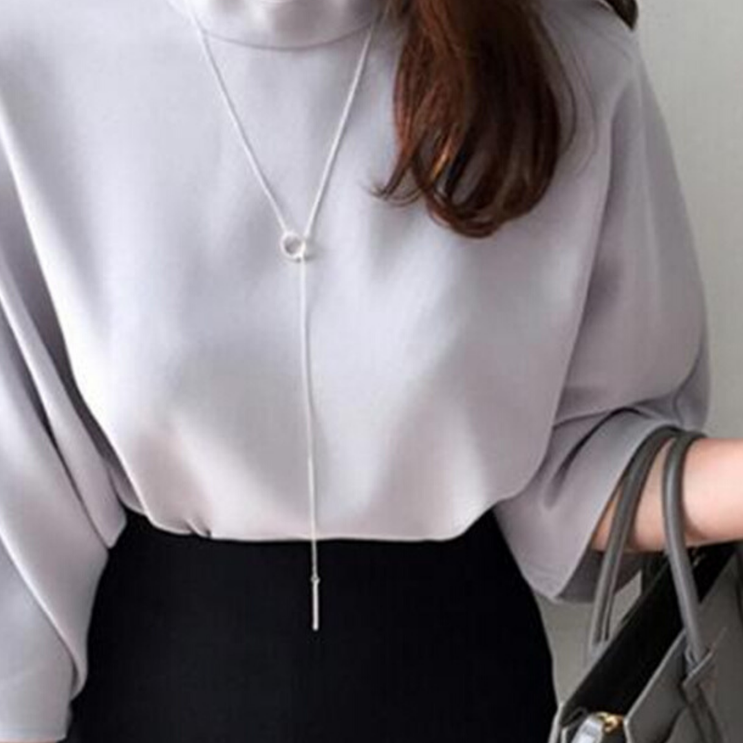 Silver lariat link necklace 