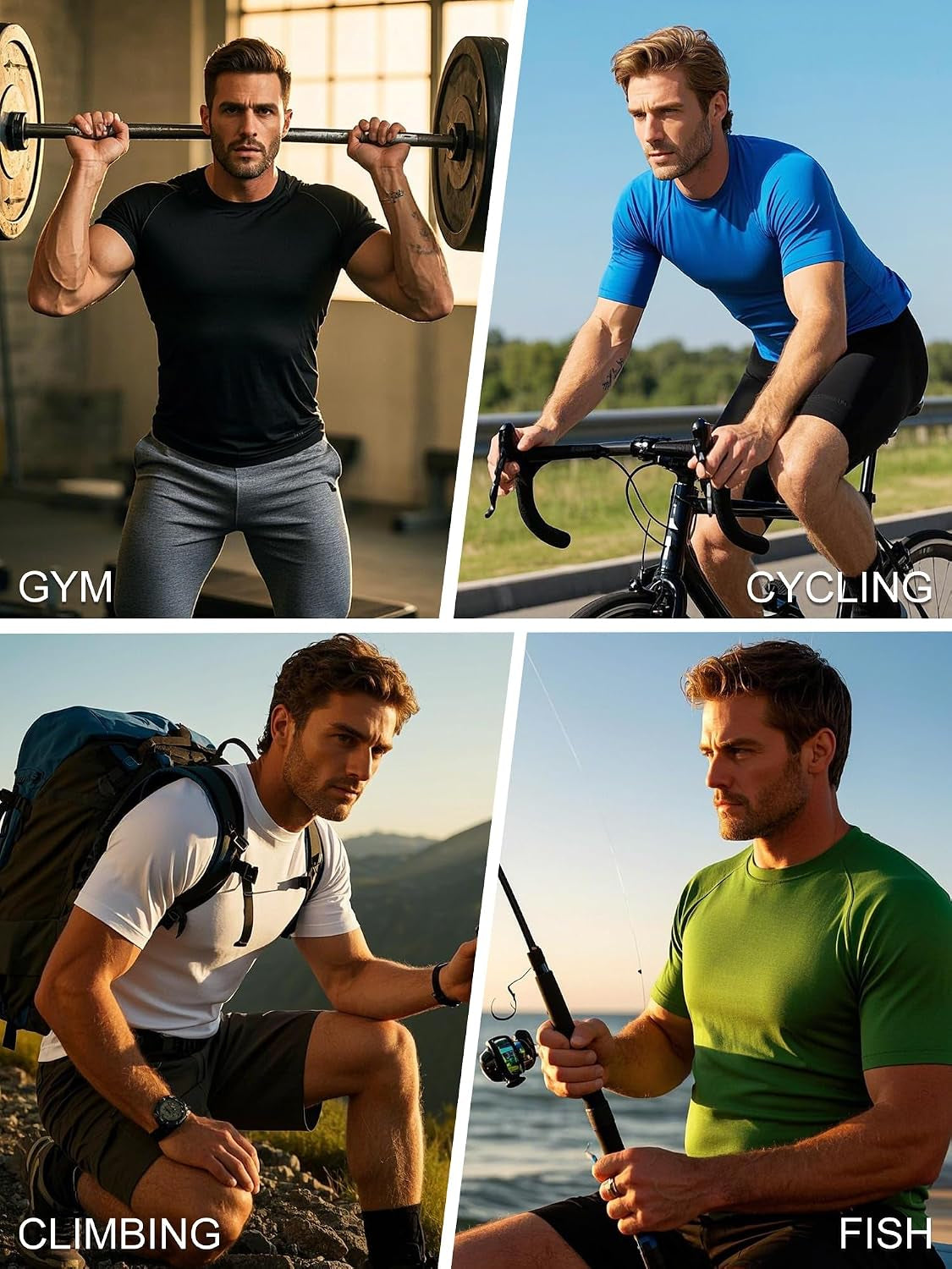 Vivelo Life Men's Cool Dry Compression Sports  T-Shirts - Available in Packs of 1, 3, or 5 (Short/Long Sleeve)