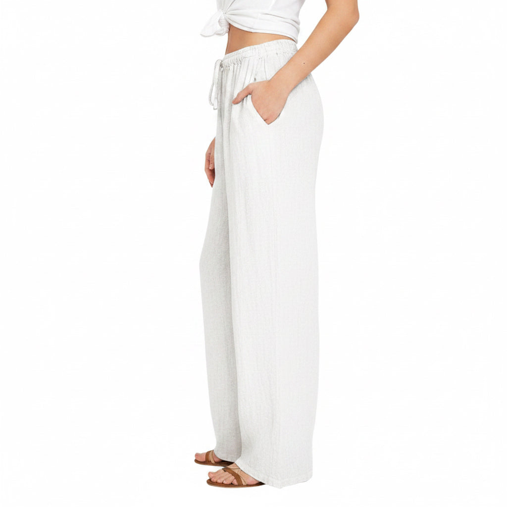 Summer linen jogger pants for women - side view