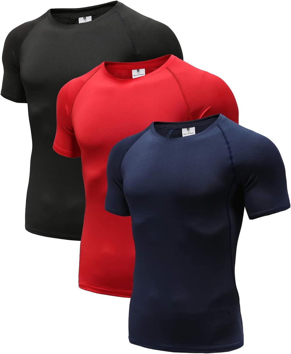 Vivelo Life Men's Cool Dry Compression Sports  T-Shirts - Available in Packs of 1, 3, or 5 (Short/Long Sleeve)