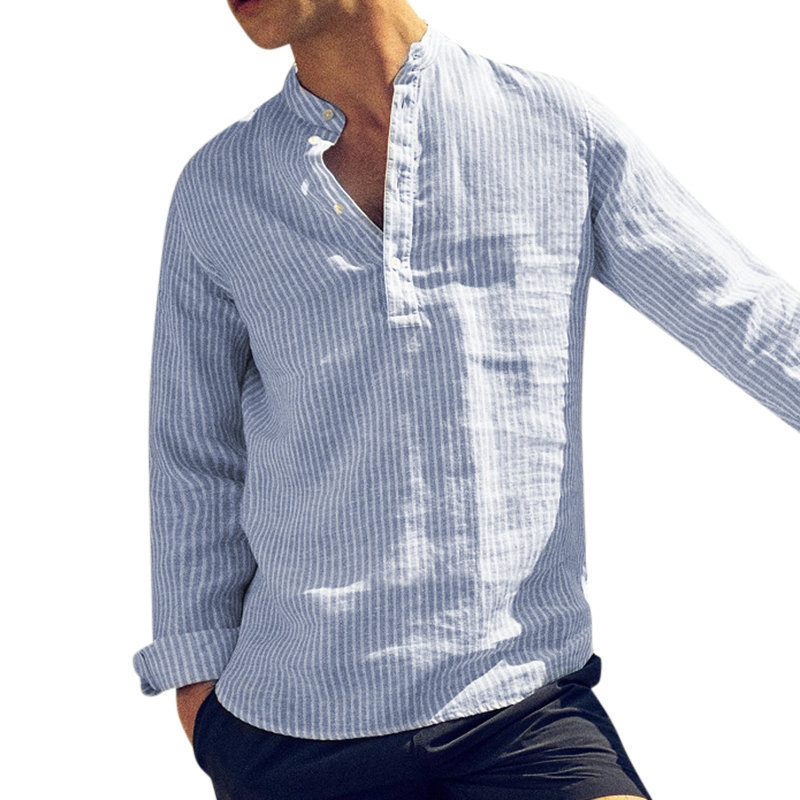Vivelo Life Men's Chic Striped Collar Shirt