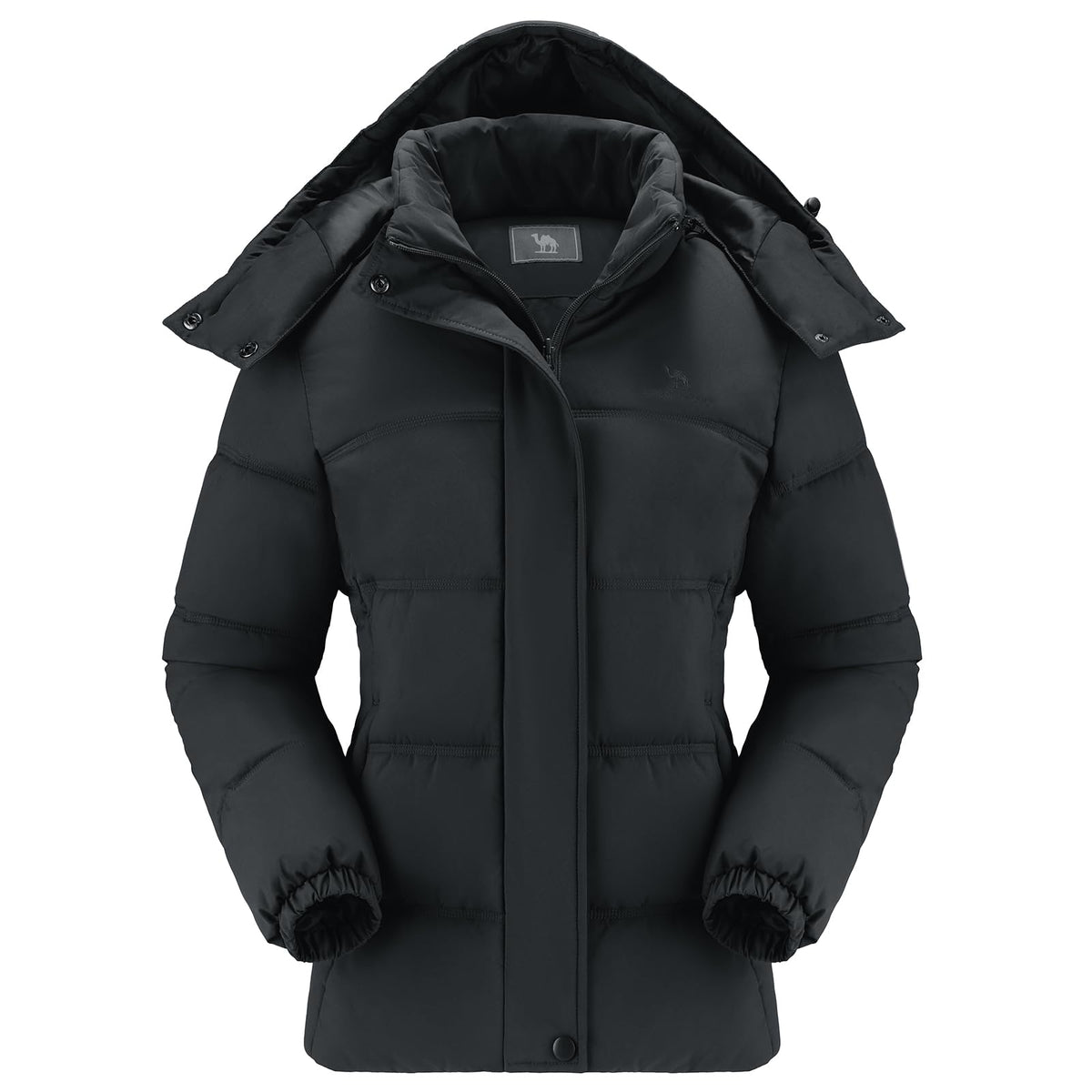 CAMEL CROWN women's hooded puffer jacket - front view