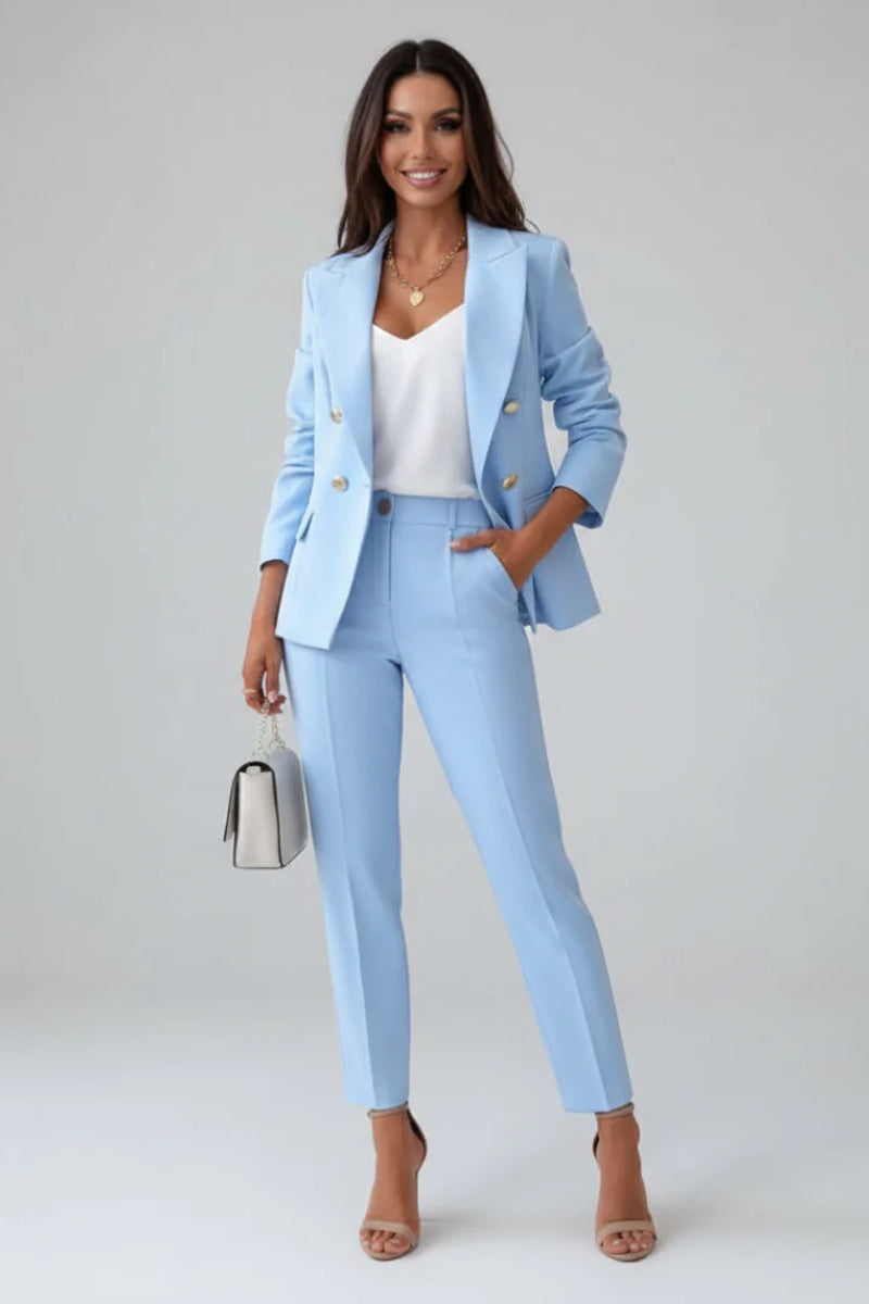 Women'S Double Breasted Blazer Suit Set