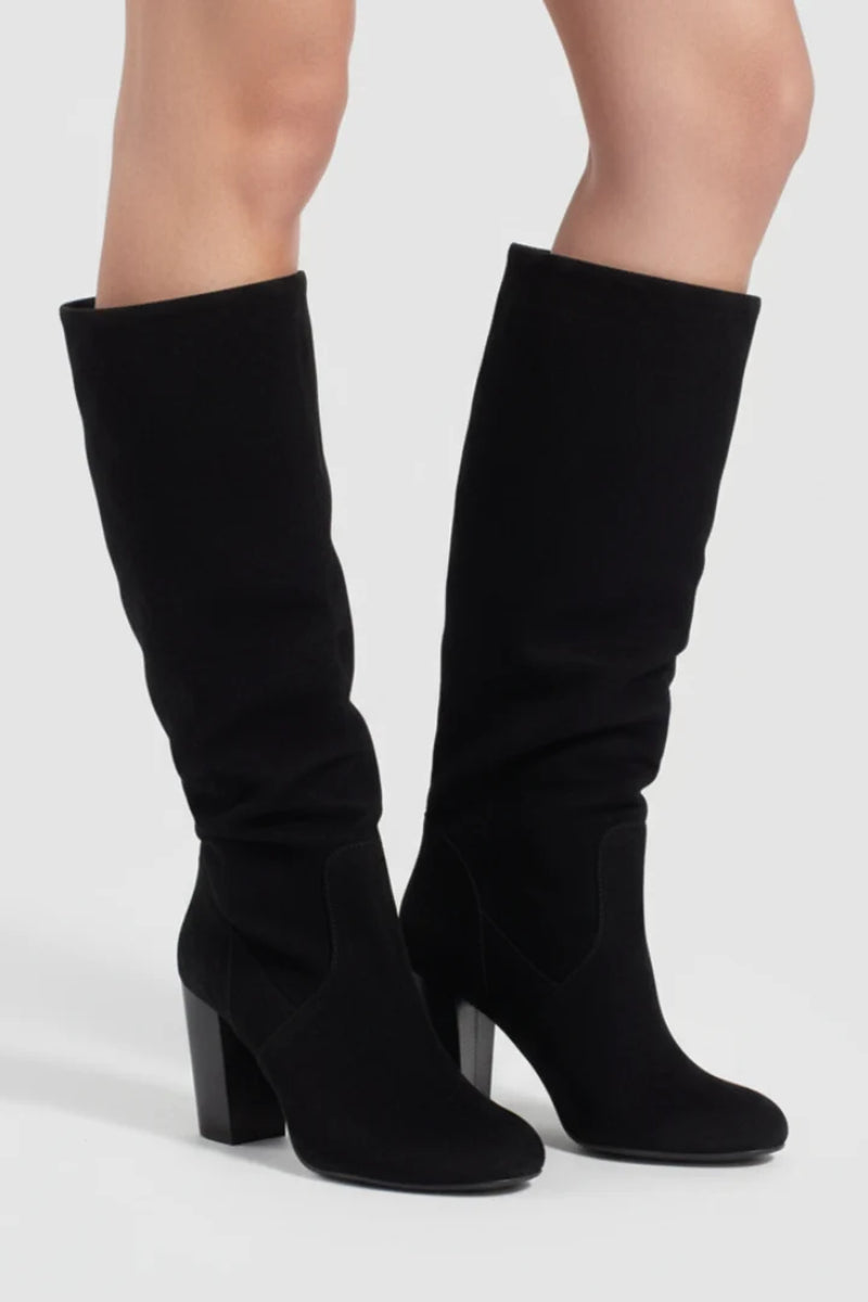 Women'S Knee-High Boots with Pointed Toes and Block Heels