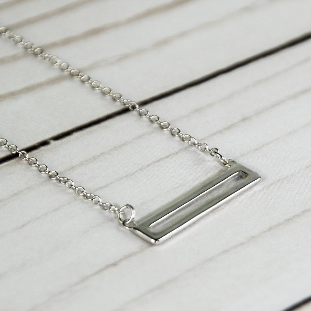 Sterling silver bar pendant necklace 