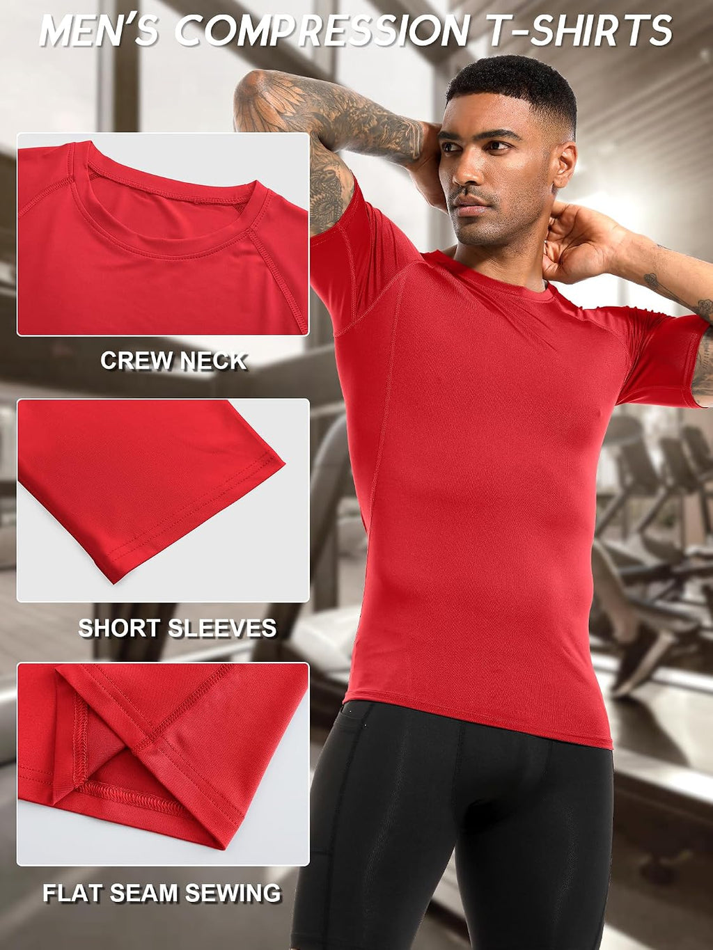 Vivelo Life Men's Cool Dry Compression Sports  T-Shirts - Available in Packs of 1, 3, or 5 (Short/Long Sleeve)