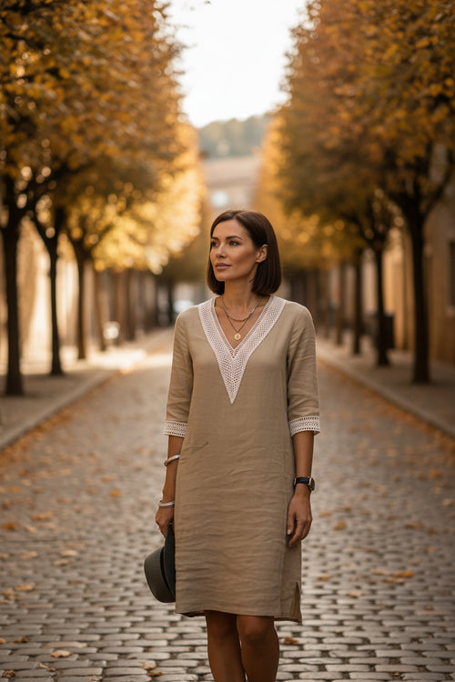 Autumn Elegance Cotton Dress