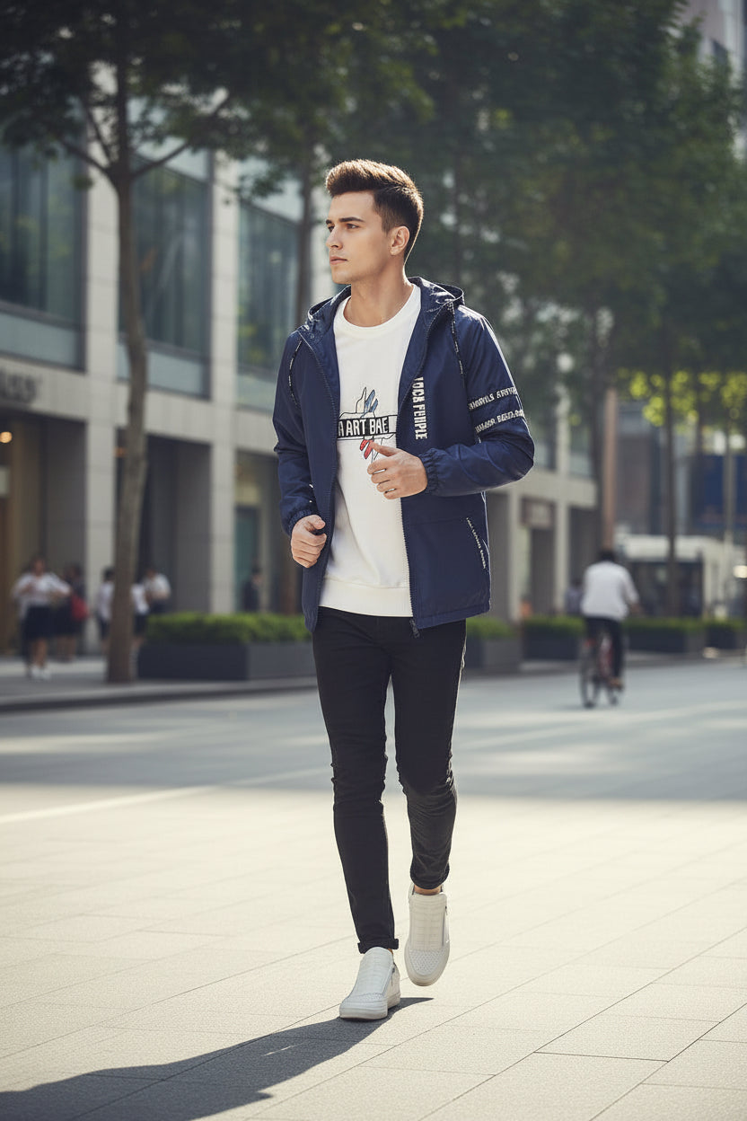 Vivelo Men's Lettered Hooded Jacket