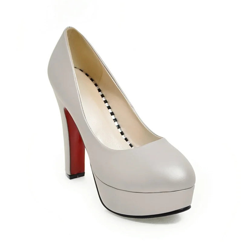 Blue Red Silver Heeled Pumps Shoes Woman High Heels Platform Fashion round Toe Women'S Heeled Office Party Dress Wedding Shoes
