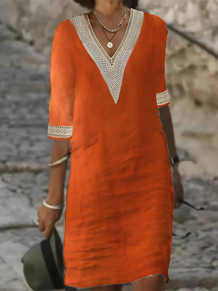 Autumn Elegance Cotton Dress