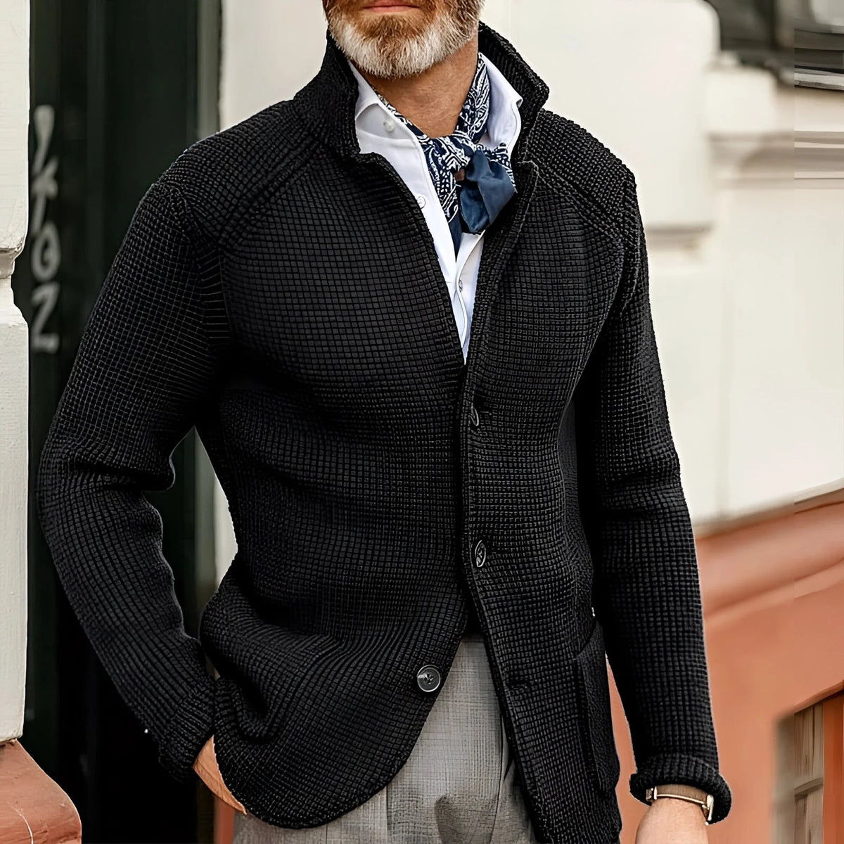Vivelo Life Men's Black Blazer - Designer Cardigan