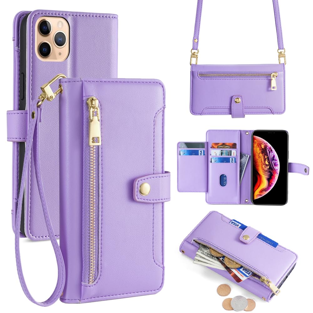 Arsealy Crossbody Leather Wallet Case