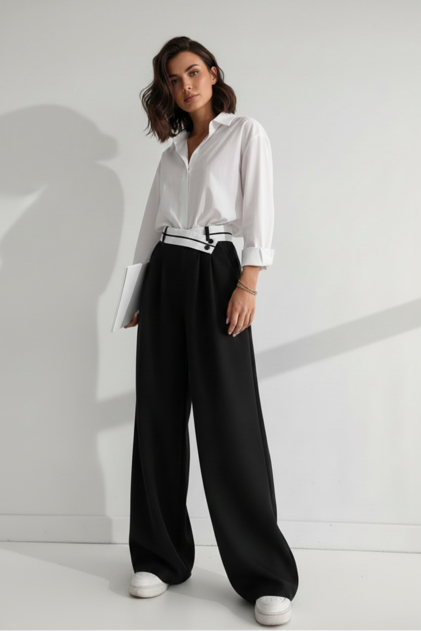 Black Trousers - Covered Blouse