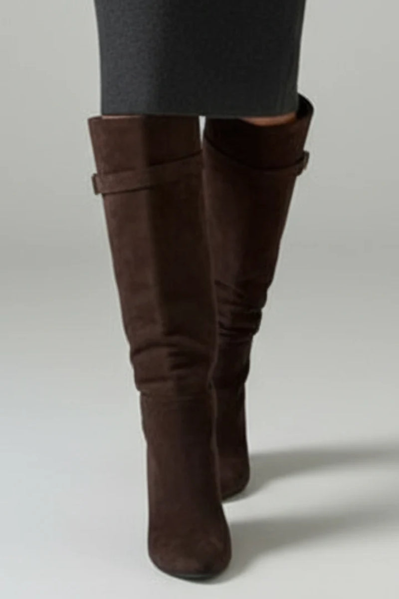 Women'S Knee-High Boots with Pointed Toes and Block Heels