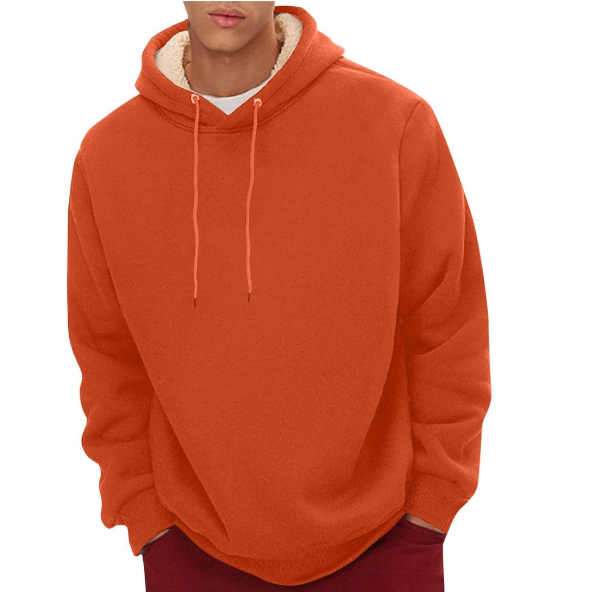 Sherpa lined thermal hoodie pullover for men - front view