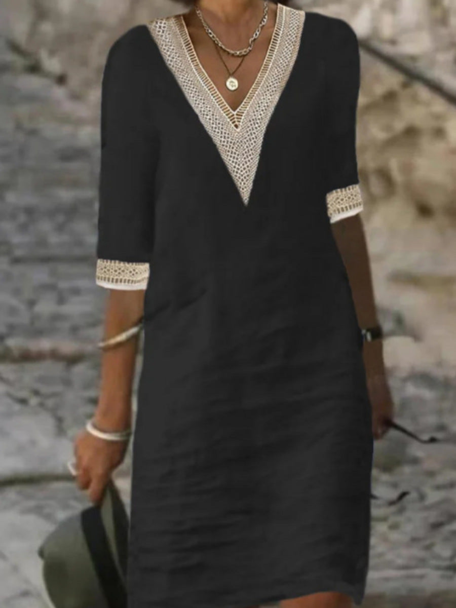 Autumn Elegance Cotton Dress