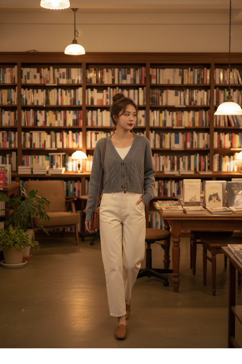 Chic Short Cardigan - Grey Bookshop
