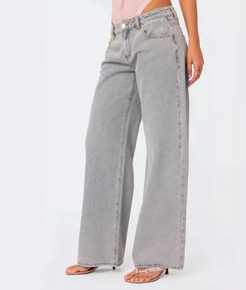 Vintage Print Loose Jeans Side