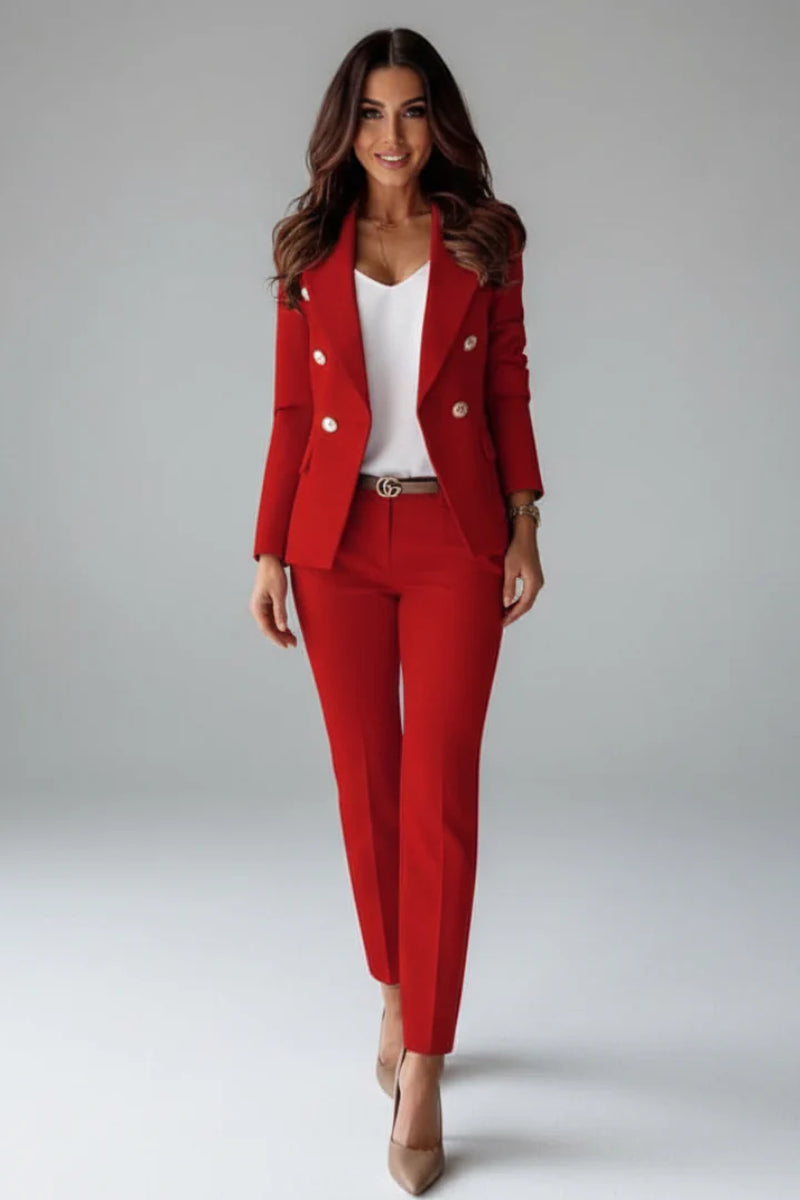 Women'S Double Breasted Blazer Suit Set