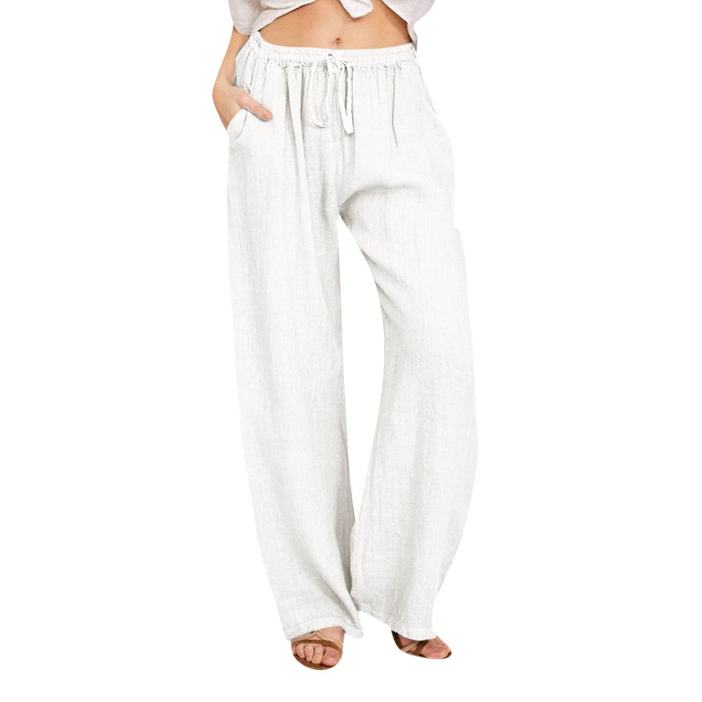 Summer linen jogger pants for women - front view