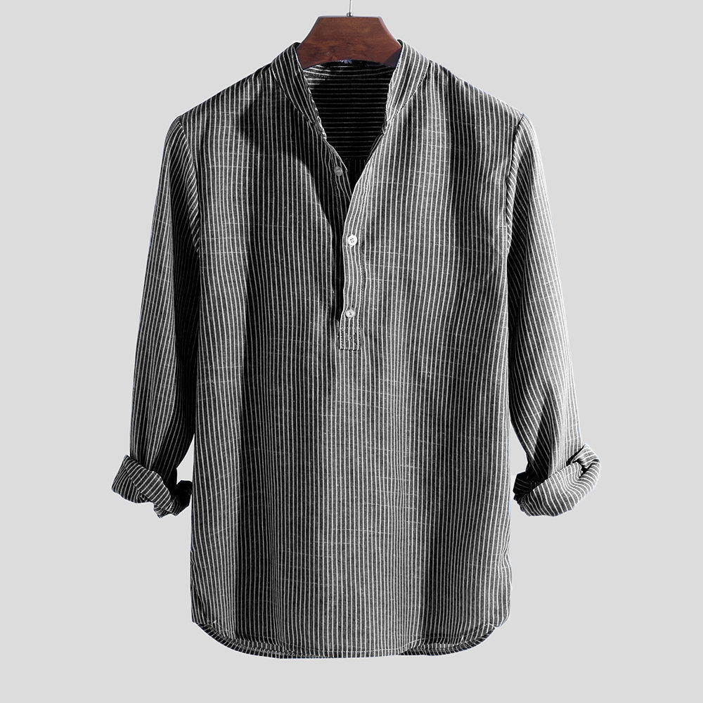 Vivelo Life Men's Chic Striped Collar Shirt