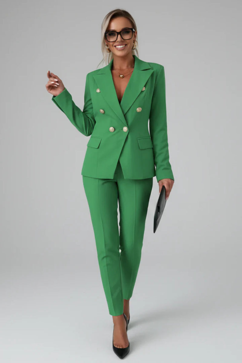 Women'S Double Breasted Blazer Suit Set