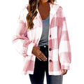 Corduroy-trimmed women's flannel shacket - lifestyle