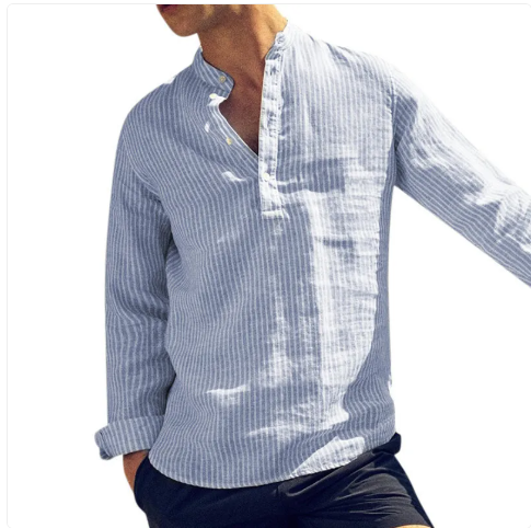 Vivelo Life Men's Chic Striped Collar Shirt