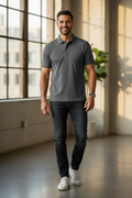 Holloway men's Ventura polo in carbon heather - front view