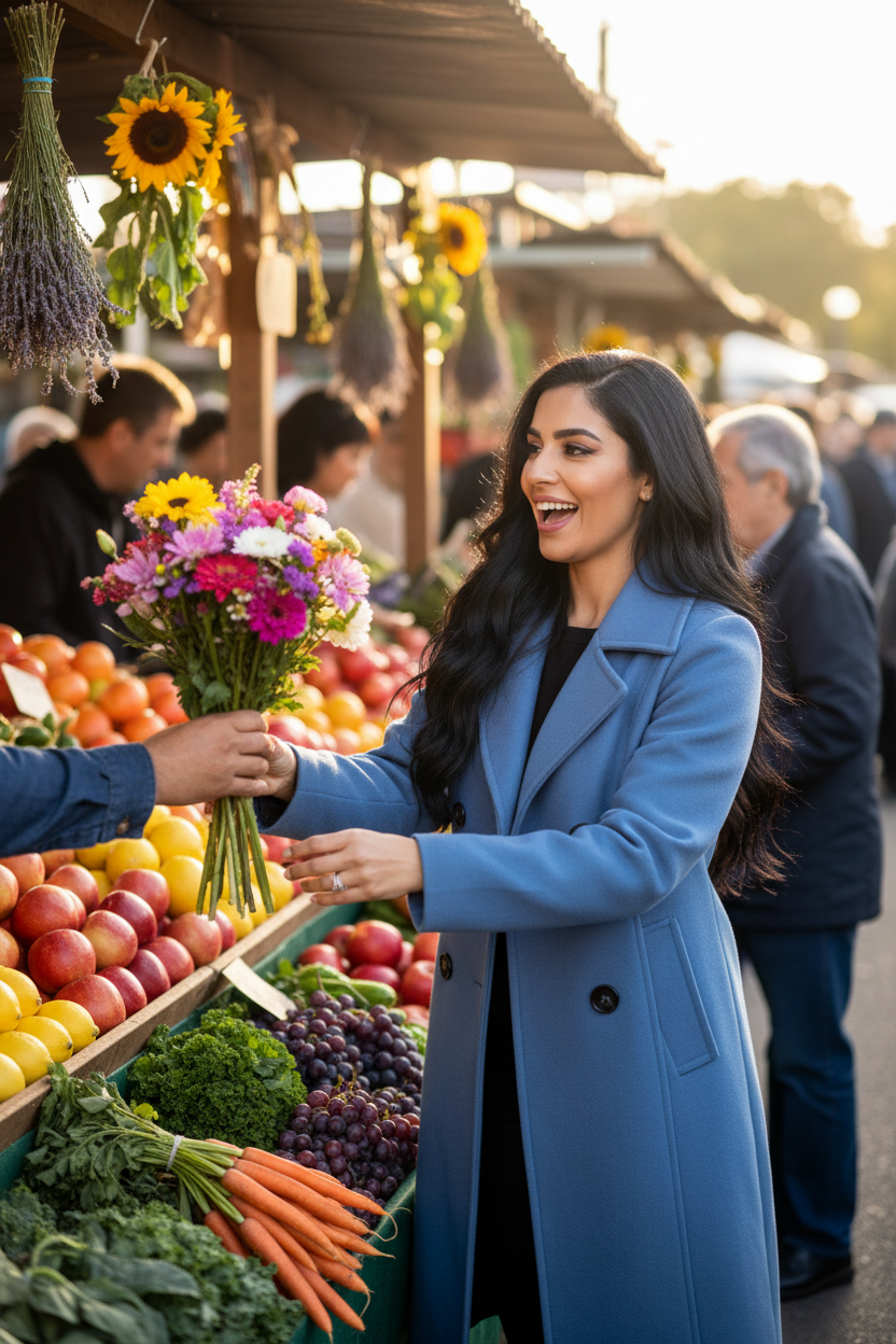 Pea Coat - Middle Eastern Woman Farmer's Market