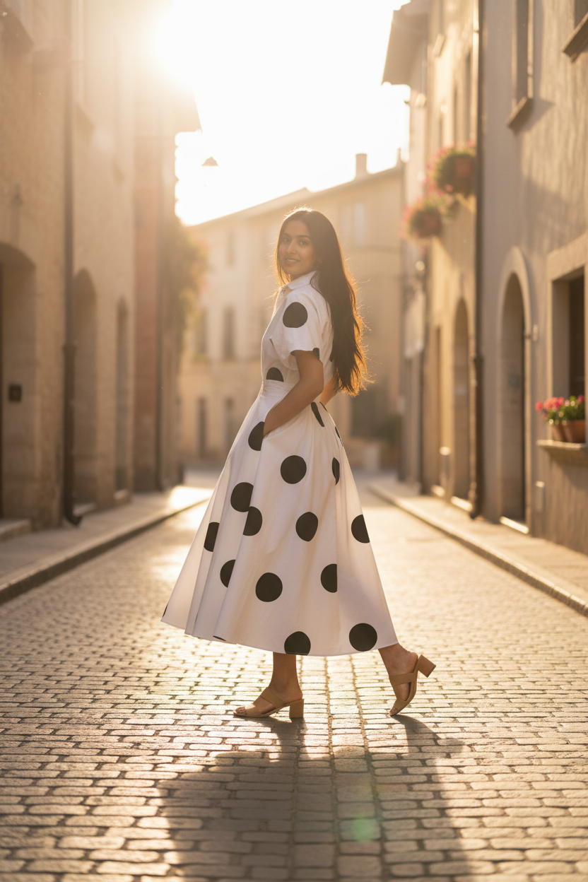 Polka Dot Dress - Cobblestone Street